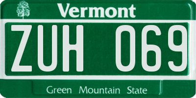 VT license plate ZUH069