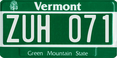 VT license plate ZUH071