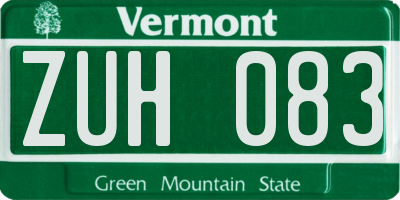 VT license plate ZUH083
