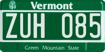 VT license plate ZUH085
