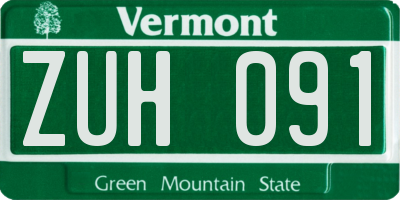 VT license plate ZUH091