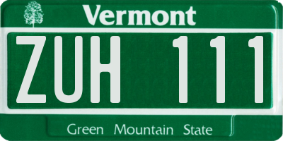 VT license plate ZUH111