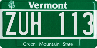 VT license plate ZUH113