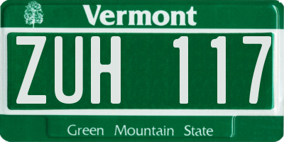 VT license plate ZUH117
