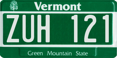 VT license plate ZUH121