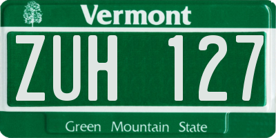 VT license plate ZUH127