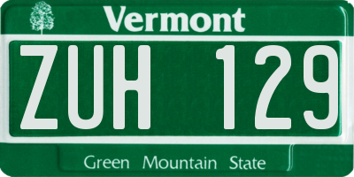VT license plate ZUH129