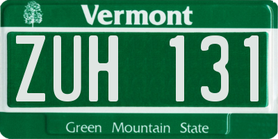 VT license plate ZUH131