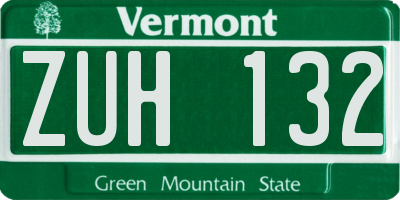 VT license plate ZUH132