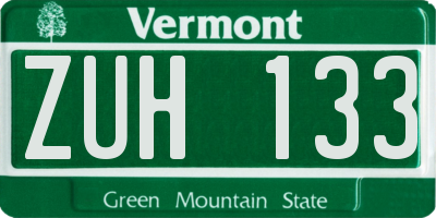 VT license plate ZUH133