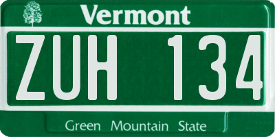 VT license plate ZUH134