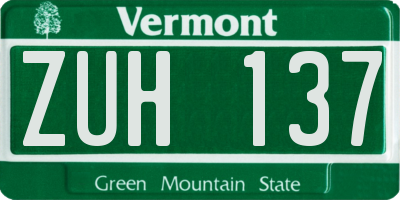 VT license plate ZUH137