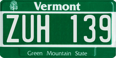 VT license plate ZUH139