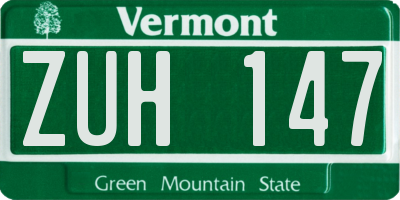 VT license plate ZUH147