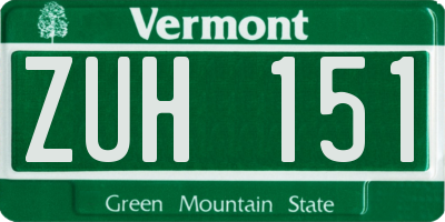VT license plate ZUH151