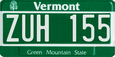 VT license plate ZUH155