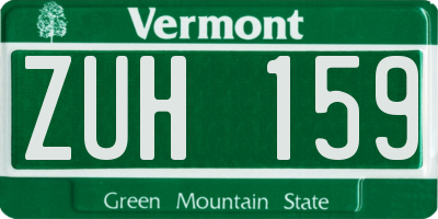 VT license plate ZUH159