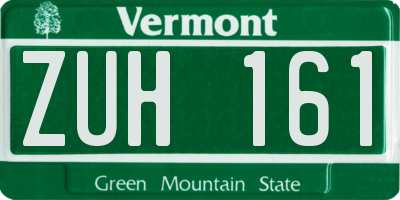 VT license plate ZUH161