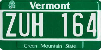 VT license plate ZUH164
