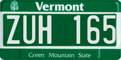 VT license plate ZUH165