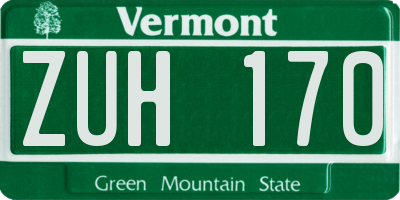 VT license plate ZUH170
