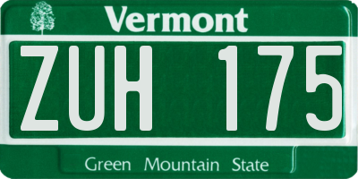 VT license plate ZUH175