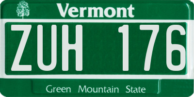 VT license plate ZUH176