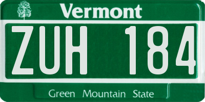 VT license plate ZUH184