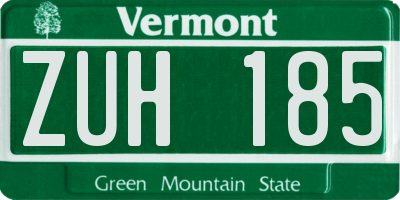 VT license plate ZUH185