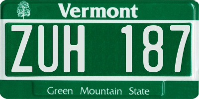 VT license plate ZUH187
