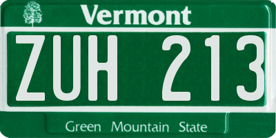 VT license plate ZUH213