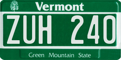 VT license plate ZUH240