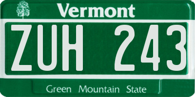 VT license plate ZUH243