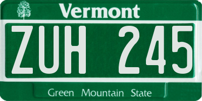 VT license plate ZUH245