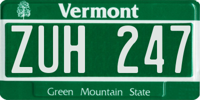 VT license plate ZUH247