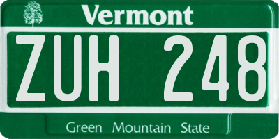 VT license plate ZUH248