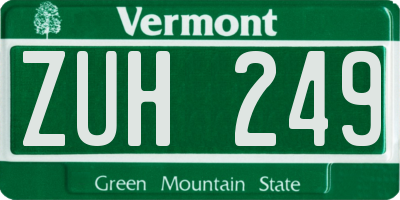 VT license plate ZUH249