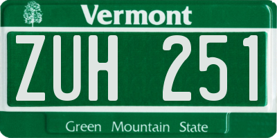 VT license plate ZUH251