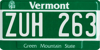 VT license plate ZUH263