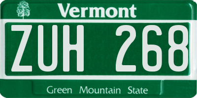VT license plate ZUH268
