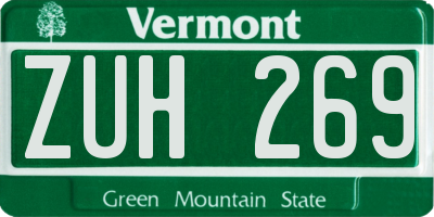 VT license plate ZUH269