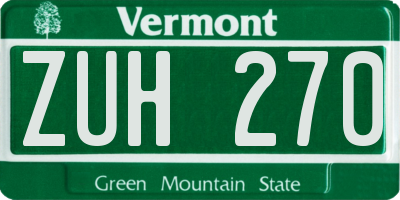 VT license plate ZUH270