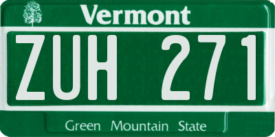 VT license plate ZUH271