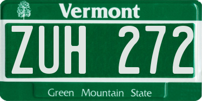 VT license plate ZUH272