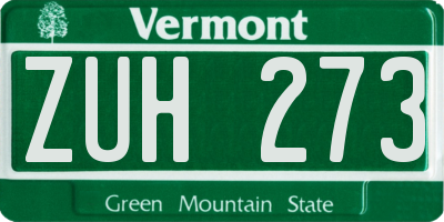 VT license plate ZUH273
