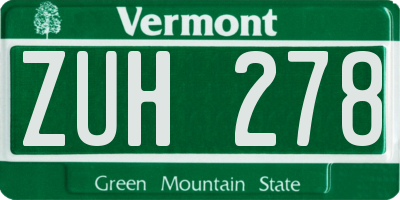 VT license plate ZUH278