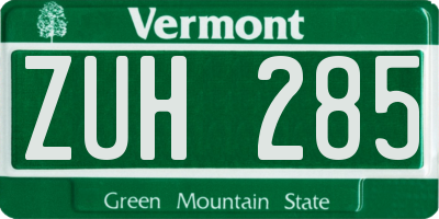 VT license plate ZUH285