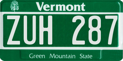 VT license plate ZUH287
