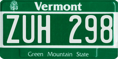 VT license plate ZUH298
