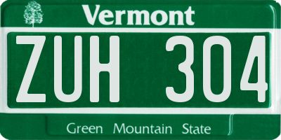 VT license plate ZUH304